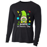 Happy St. Patrick's Day Gnome Tie Dye Shamrock Autism Cooling Performance Long Sleeve Crew