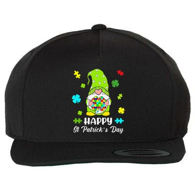 Happy St. Patrick's Day Gnome Tie Dye Shamrock Autism Wool Snapback Cap