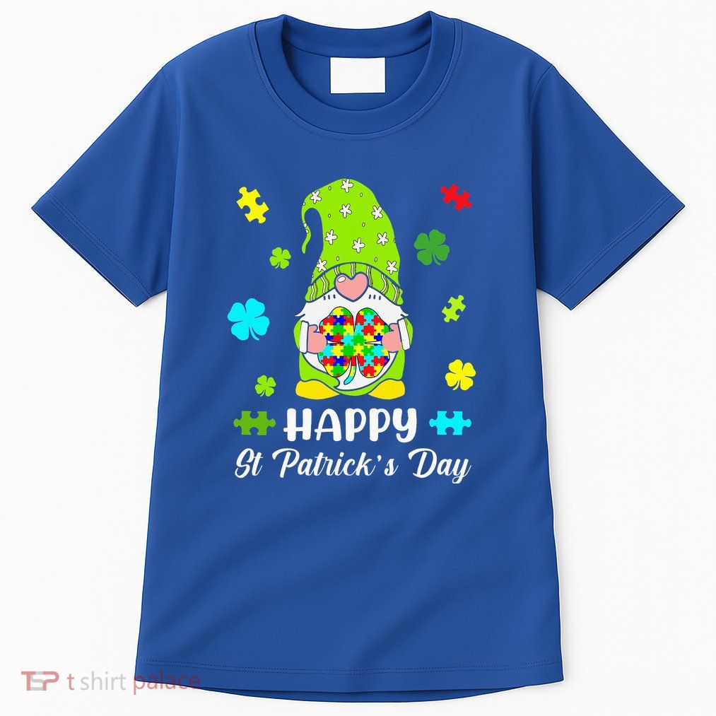 Happy St. Patrick's Day Gnome Tie Dye Shamrock Autism Tall T-Shirt