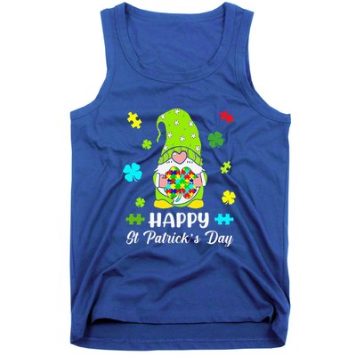 Happy St. Patrick's Day Gnome Tie Dye Shamrock Autism Tank Top