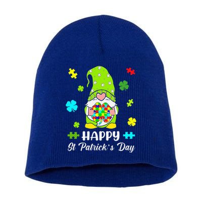 Happy St. Patrick's Day Gnome Tie Dye Shamrock Autism Short Acrylic Beanie