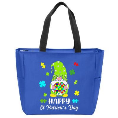 Happy St. Patrick's Day Gnome Tie Dye Shamrock Autism Zip Tote Bag