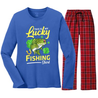 Happy Saint Patrick Day Me Fishers This Is My Lucky Fishing Meaningful Gift Women's Long Sleeve Flannel Pajama Set 