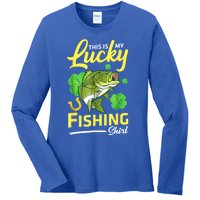 Happy Saint Patrick Day Me Fishers This Is My Lucky Fishing Meaningful Gift Ladies Long Sleeve Shirt