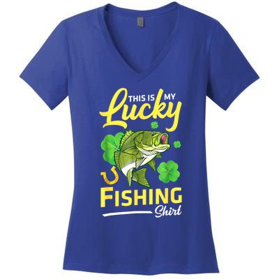 Happy Saint Patrick Day Me Fishers This Is My Lucky Fishing Meaningful Gift Women's V-Neck T-Shirt