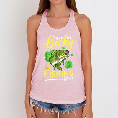 Happy Saint Patrick Day Me Fishers This Is My Lucky Fishing Meaningful Gift Women's Knotted Racerback Tank