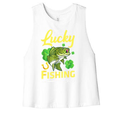 Happy Saint Patrick Day Me Fishers This Is My Lucky Fishing Meaningful Gift Women's Racerback Cropped Tank