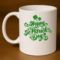 Happy St Patrick's Day Holiday 11oz C Handle Ceramic Mug