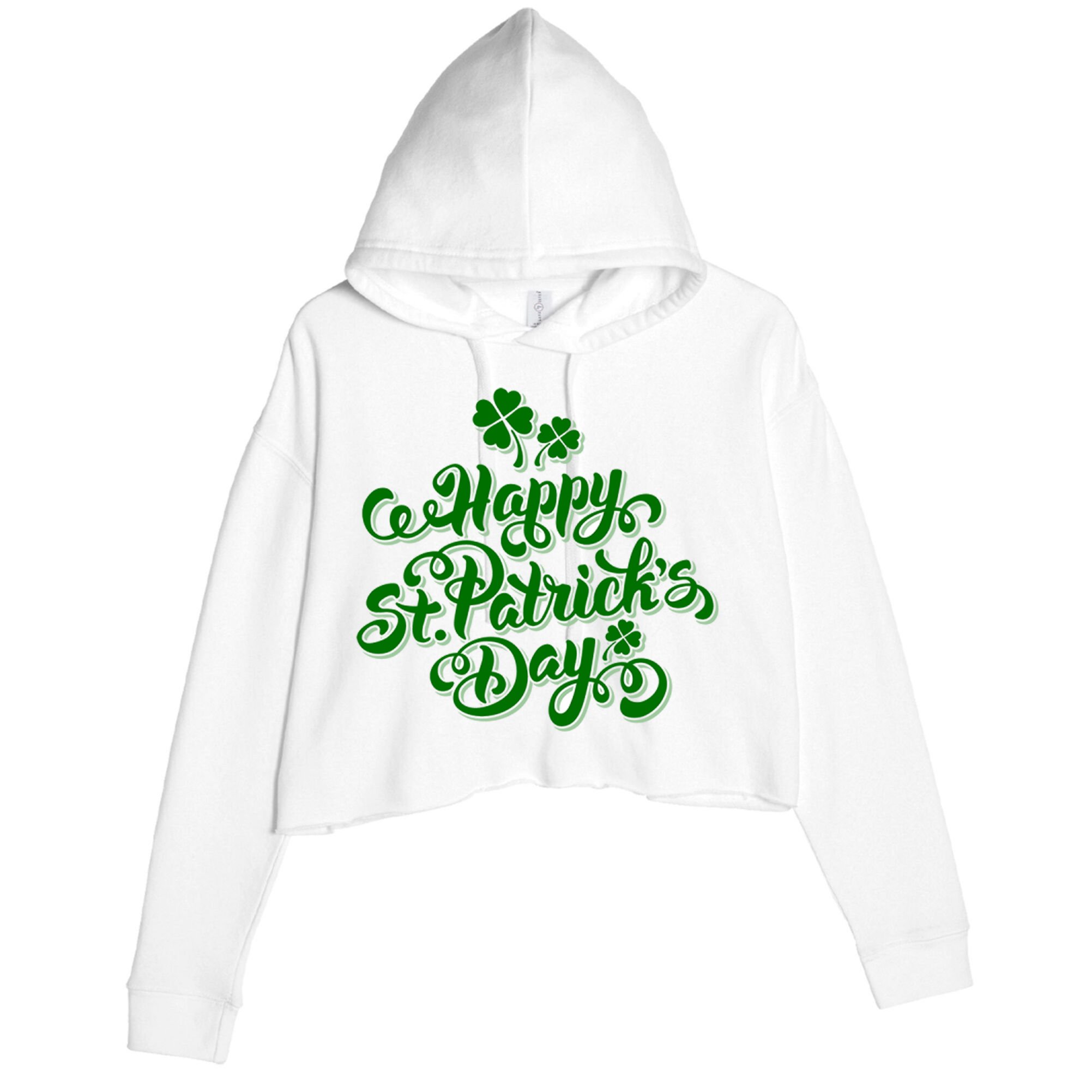 Happy St Patrick's Day Holiday Crop Fleece Hoodie