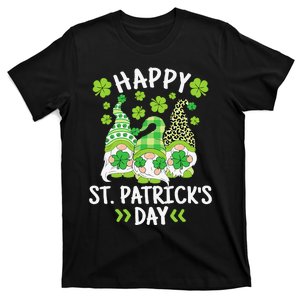 Happy St Patricks Day Gnome Leopard Shamrock Irish Gnomes T-Shirt