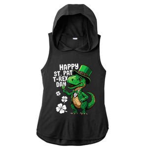 Happy St Pat T-Rex St Patricks Day Dinosaur Leprechaun Funny Ladies PosiCharge Tri-Blend Wicking Draft Hoodie Tank