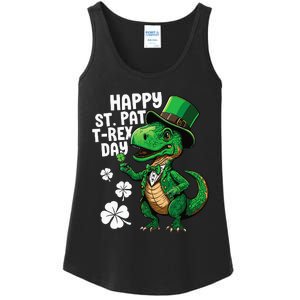 Happy St Pat T-Rex St Patricks Day Dinosaur Leprechaun Funny Ladies Essential Tank