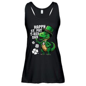 Happy St Pat T-Rex St Patricks Day Dinosaur Leprechaun Funny Ladies Essential Flowy Tank