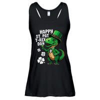 Happy St Pat T-Rex St Patricks Day Dinosaur Leprechaun Funny Ladies Essential Flowy Tank