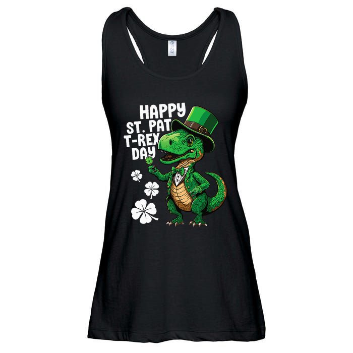 Happy St Pat T-Rex St Patricks Day Dinosaur Leprechaun Funny Ladies Essential Flowy Tank