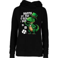 Happy St Pat T-Rex St Patricks Day Dinosaur Leprechaun Funny Womens Funnel Neck Pullover Hood