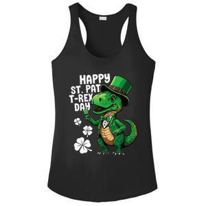 Happy St Pat T-Rex St Patricks Day Dinosaur Leprechaun Funny Ladies PosiCharge Competitor Racerback Tank