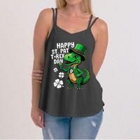 Happy St Pat T-Rex St Patricks Day Dinosaur Leprechaun Funny Women's Strappy Tank