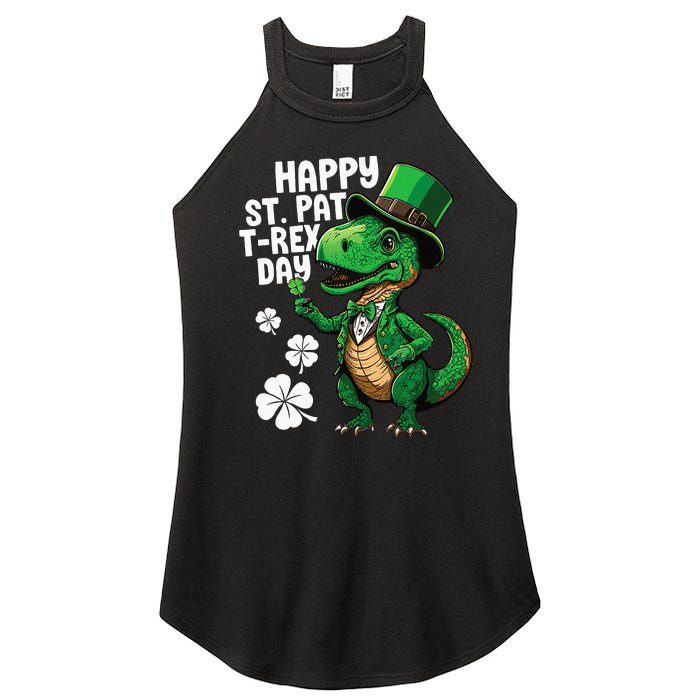 Happy St Pat T-Rex St Patricks Day Dinosaur Leprechaun Funny Women's Perfect Tri Rocker Tank