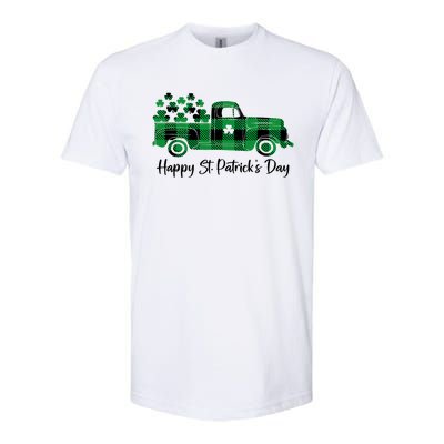 Happy St Patrick's Day Buffalo Plaid Truck Irish Shamrock Softstyle® CVC T-Shirt