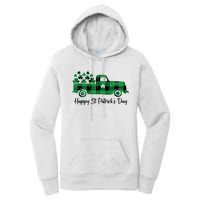 Happy St Patrick's Day Buffalo Plaid Truck Irish Shamrock Women's Pullover Hoodie