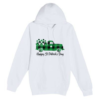 Happy St Patrick's Day Buffalo Plaid Truck Irish Shamrock Premium Pullover Hoodie