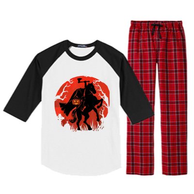 Halloween Scary Pumpkin Headless Horseman Raglan Sleeve Pajama Set