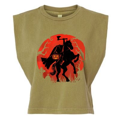 Halloween Scary Pumpkin Headless Horseman Garment-Dyed Women's Muscle Tee