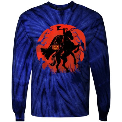 Halloween Scary Pumpkin Headless Horseman Tie-Dye Long Sleeve Shirt