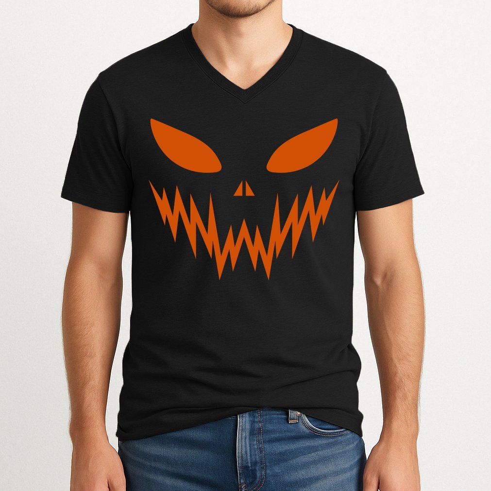 Halloween Spooky Pumpkin V-Neck T-Shirt