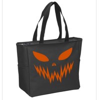 Halloween Spooky Pumpkin Zip Tote Bag