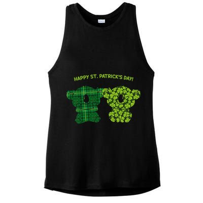 Happy St Patrick's Day Irish Kilt Shamrock Pattern Ladies PosiCharge Tri-Blend Wicking Tank
