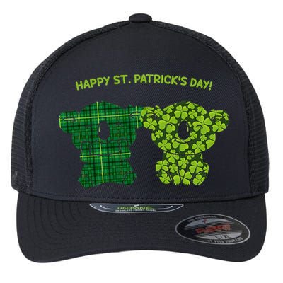 Happy St Patrick's Day Irish Kilt Shamrock Pattern Flexfit Unipanel Trucker Cap