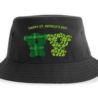 Happy St Patrick's Day Irish Kilt Shamrock Pattern Sustainable Bucket Hat