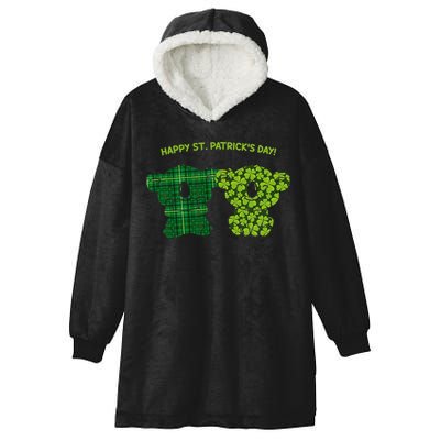 Happy St Patrick's Day Irish Kilt Shamrock Pattern Hooded Wearable Blanket