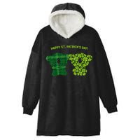 Happy St Patrick's Day Irish Kilt Shamrock Pattern Hooded Wearable Blanket