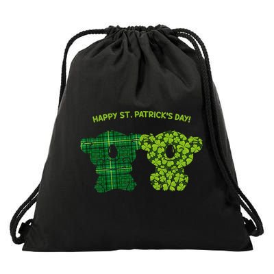 Happy St Patrick's Day Irish Kilt Shamrock Pattern Drawstring Bag
