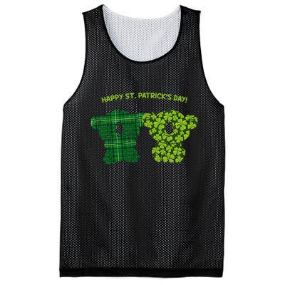 Happy St Patrick's Day Irish Kilt Shamrock Pattern Mesh Reversible Basketball Jersey Tank