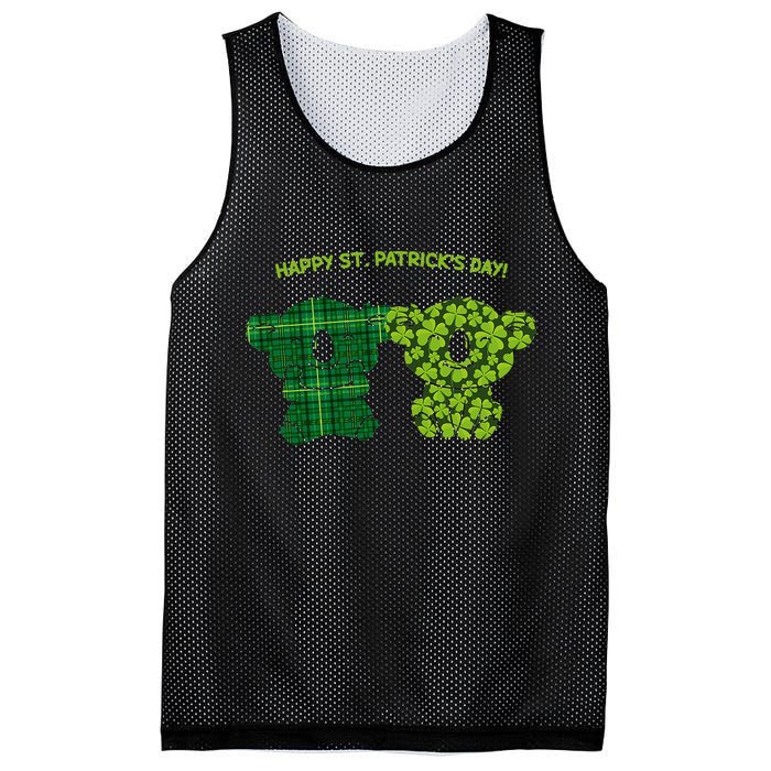 Happy St Patrick's Day Irish Kilt Shamrock Pattern Mesh Reversible Basketball Jersey Tank