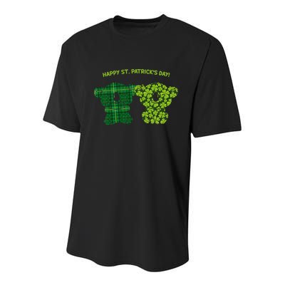 Happy St Patrick's Day Irish Kilt Shamrock Pattern Youth Performance Sprint T-Shirt