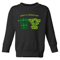 Happy St Patrick's Day Irish Kilt Shamrock Pattern Toddler Sweatshirt
