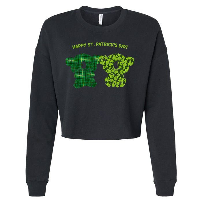 Happy St Patrick's Day Irish Kilt Shamrock Pattern Cropped Pullover Crew