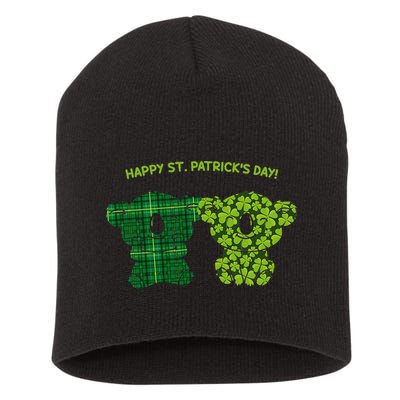 Happy St Patrick's Day Irish Kilt Shamrock Pattern Short Acrylic Beanie