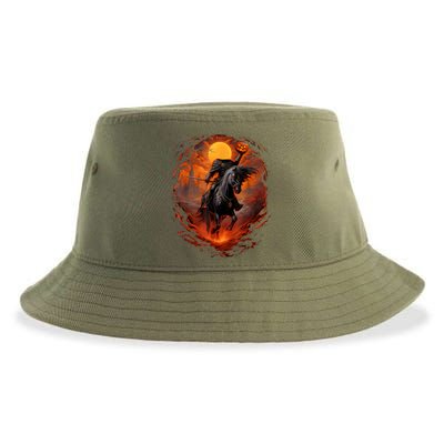 Halloween Scary Pumpkin Headless Horseman AI Sustainable Bucket Hat