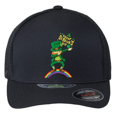 Happy Saint Patrick's Day Leprechaun Dab Rainbow Flexfit Unipanel Trucker Cap