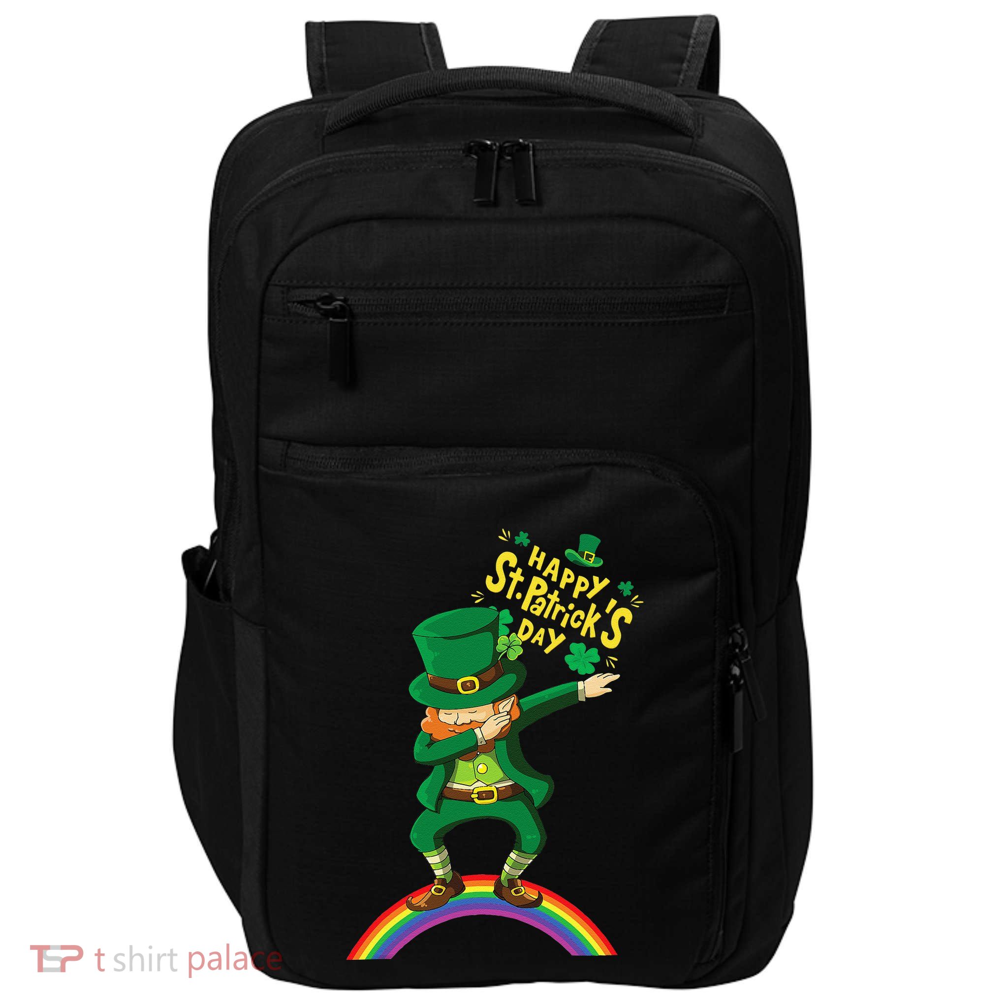 Happy Saint Patrick's Day Leprechaun Dab Rainbow Impact Tech Backpack
