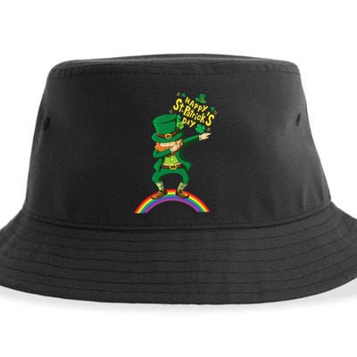 Happy Saint Patrick's Day Leprechaun Dab Rainbow Sustainable Bucket Hat