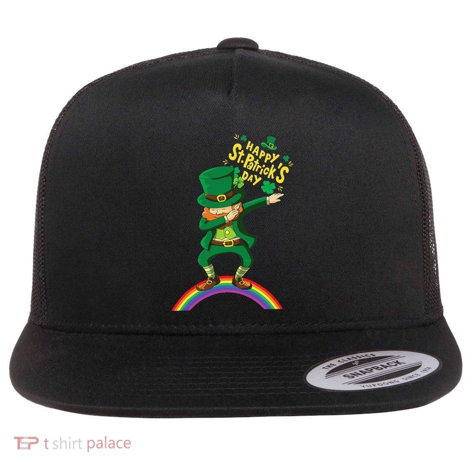 Happy Saint Patrick's Day Leprechaun Dab Rainbow Flatbill Hat