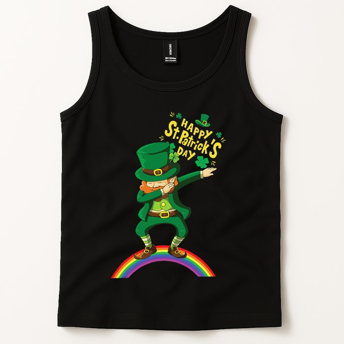 Happy Saint Patrick's Day Leprechaun Dab Rainbow Tank Top