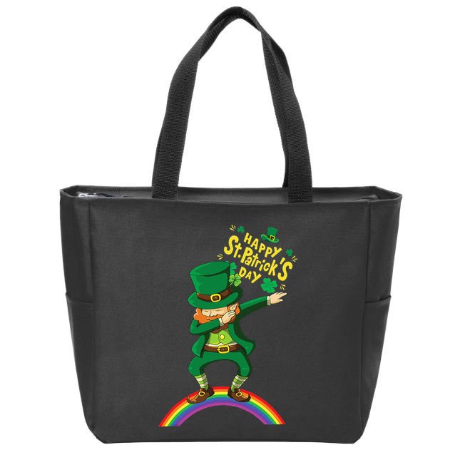 Happy Saint Patrick's Day Leprechaun Dab Rainbow Zip Tote Bag